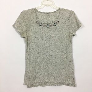 LOFT gray heather size medium shirt jeweled !Y